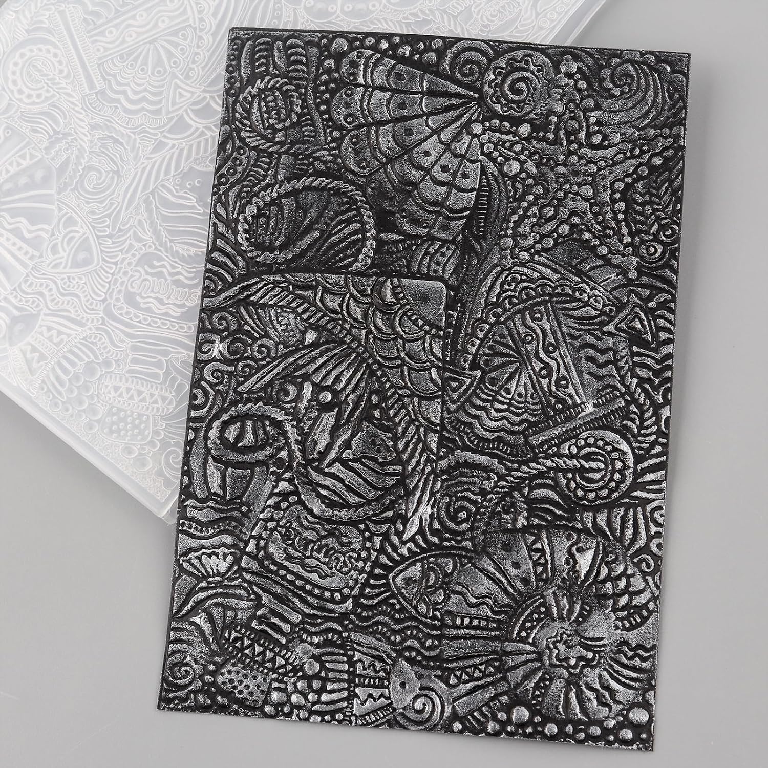 Briartw 3D Embossing Folder for Card Making,Seabed Clear Plastic Texture Fades Embossing Folder Template for Scrapbooking and Other Paper Craft Album Stamps DIY Decoration