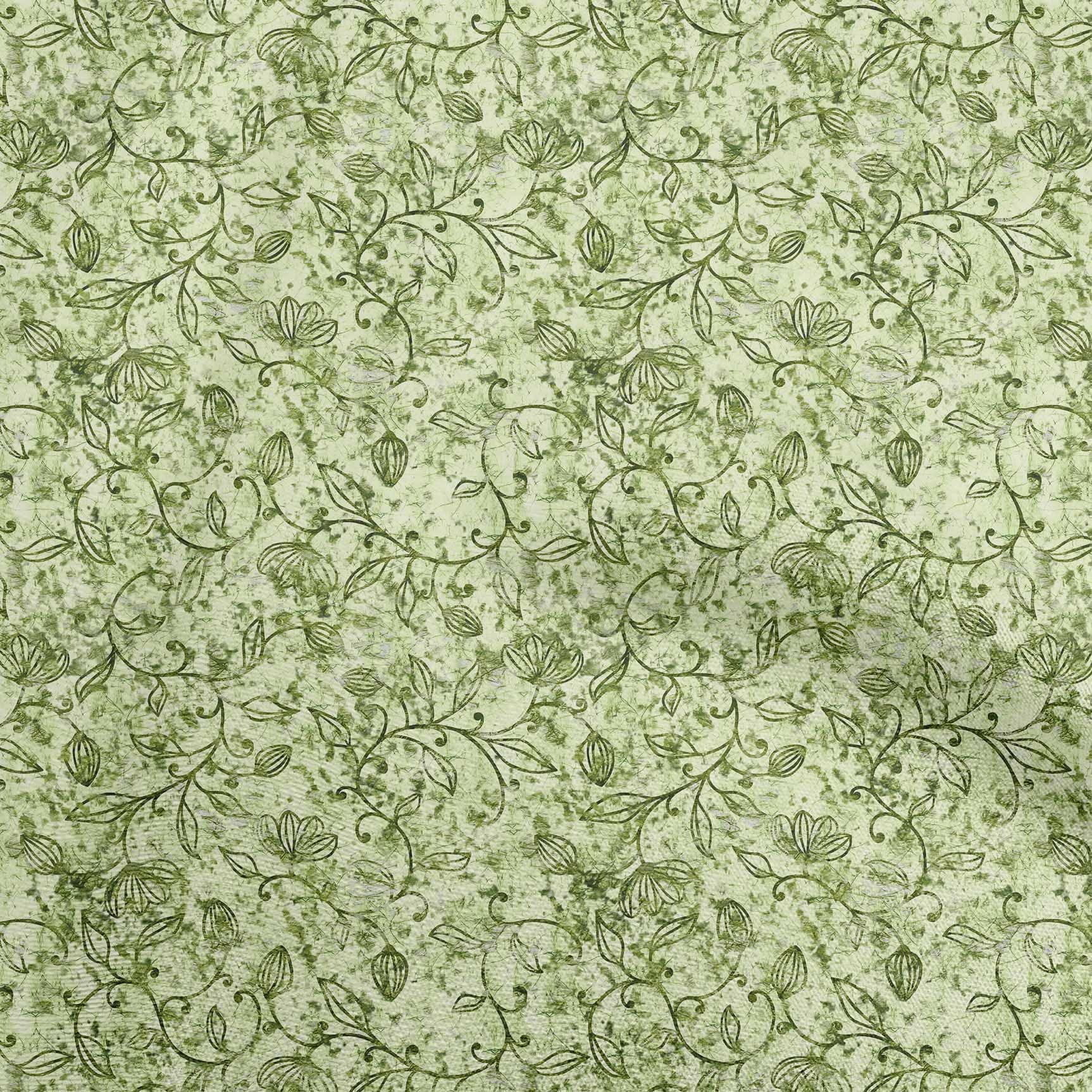 oneOone Georgette Viscose Green Fabric Asian Batik Leaf Motif DIY Clothing Quilting Fabric Print Fabric by Yard 42 Inch Wide