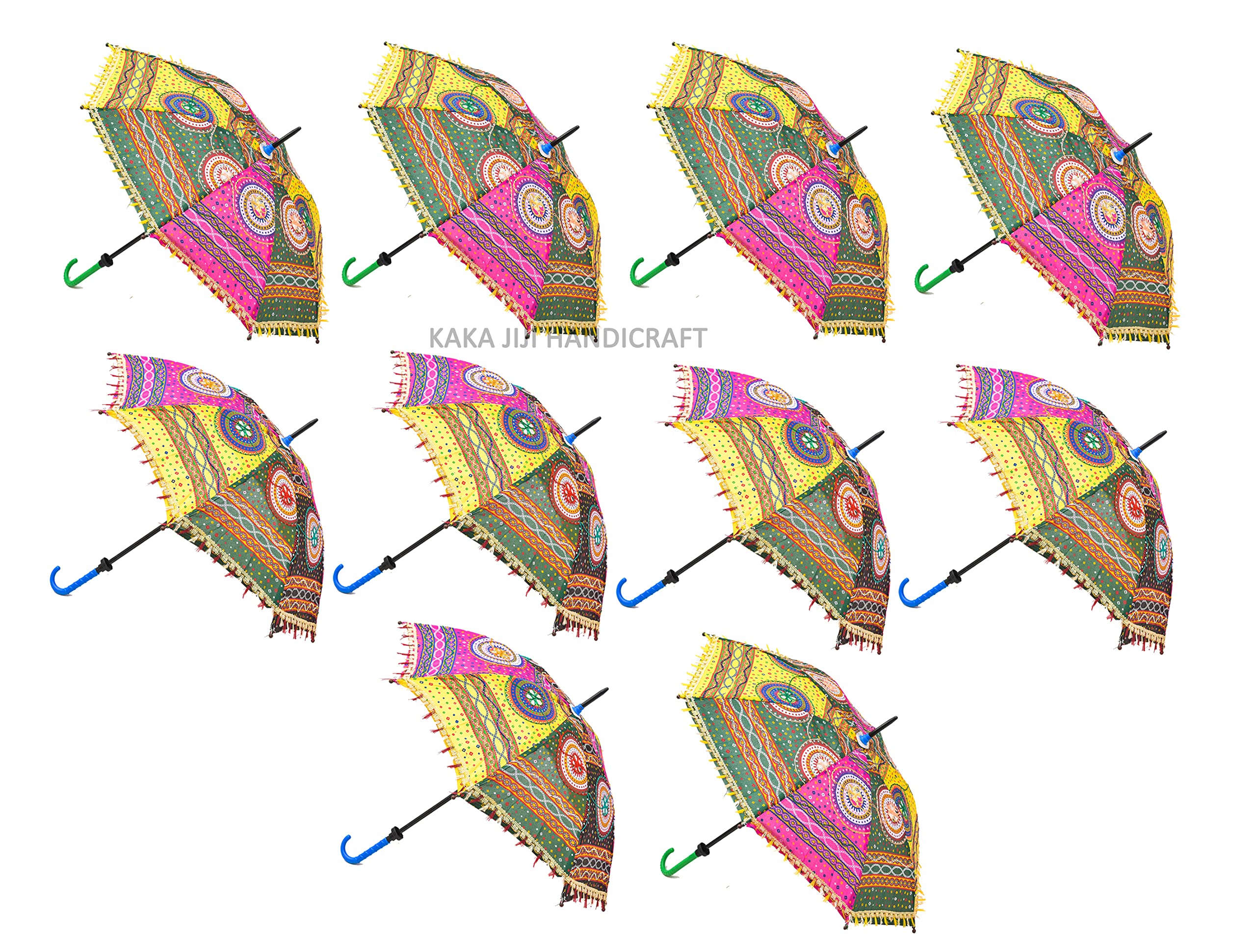 Kaka jiji handicraft Sun Protection Rajasthani Umbrella Handicraft Walking Stick Umbrella 10 pcs Navratri Decoration Items I Decorative Umbrella