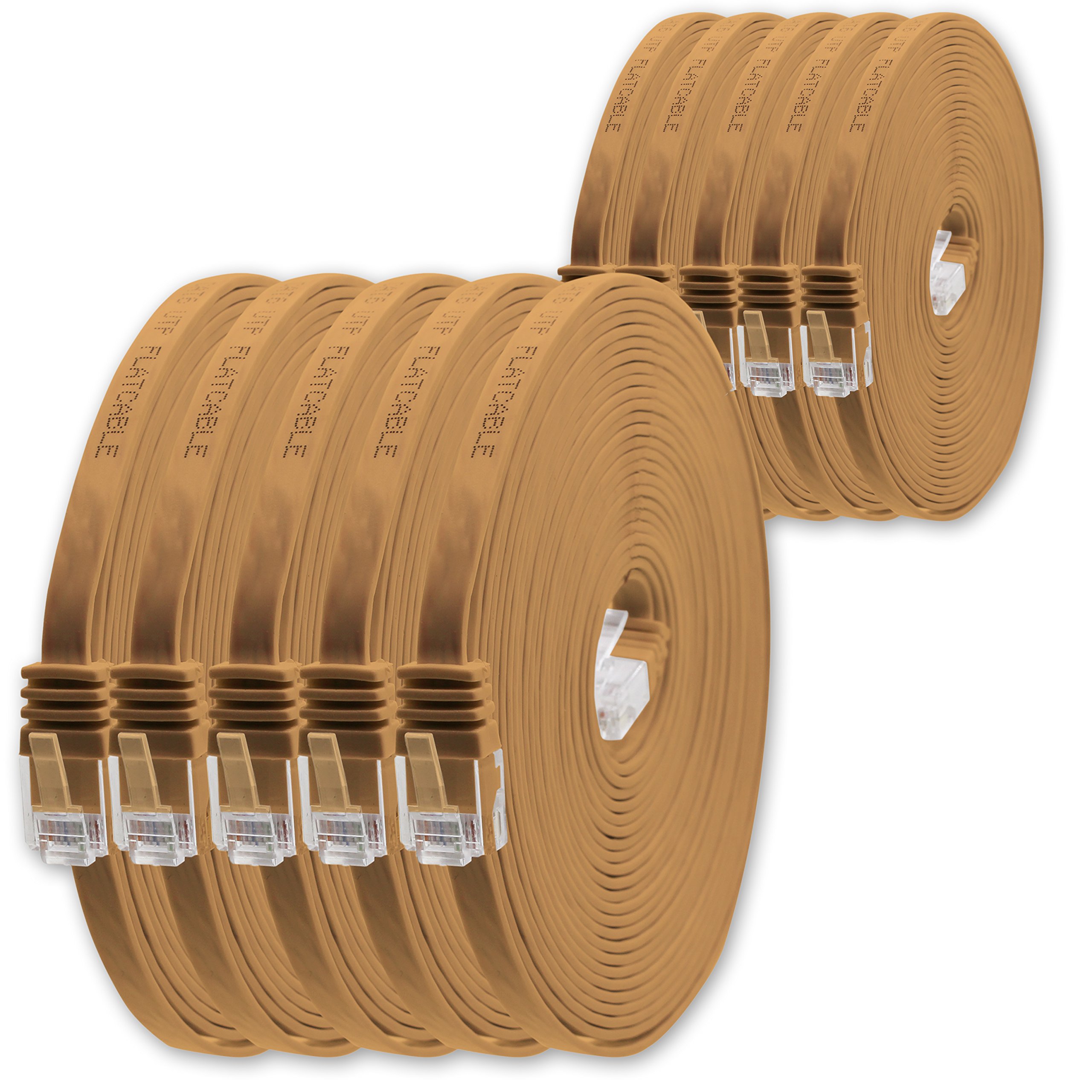 1aTTack.de Cable de red plano cat. 6, ultraplano, cat. 6, 10 m, color marrón, 1000 Mbit/s, Gigabit LAN (RJ45) — view 32
