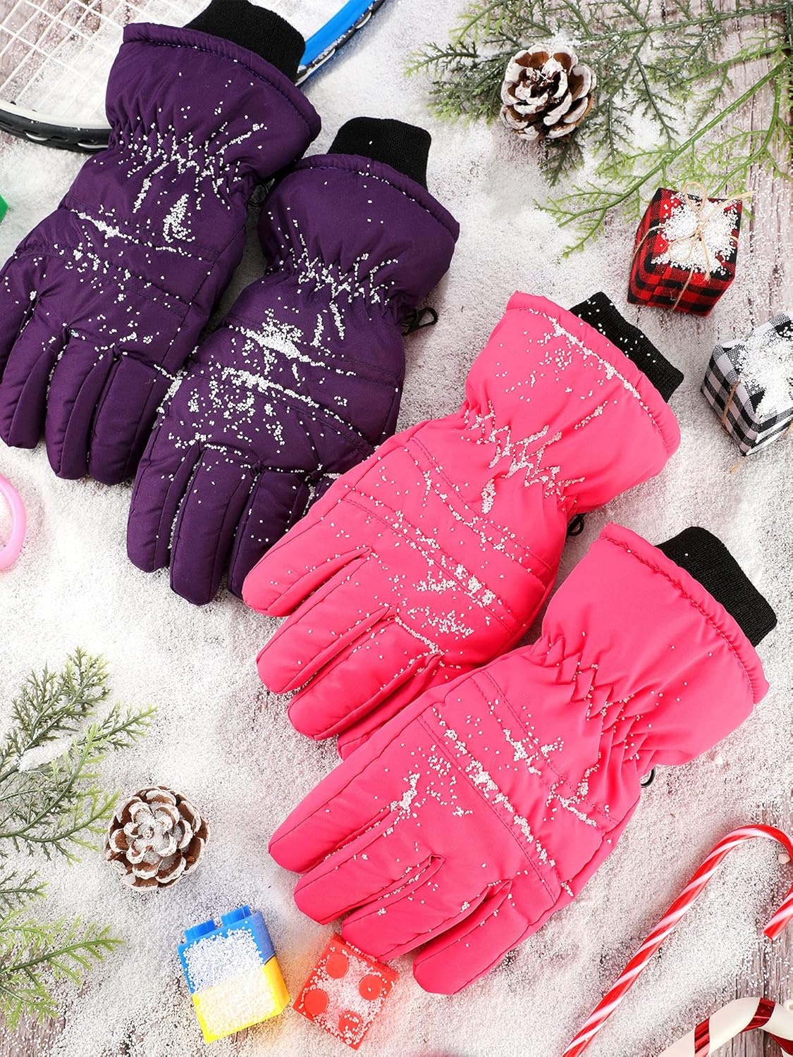 Geyoga 2 Pairs Kids Ski Gloves Waterproof Winter Mittens Warm Gloves Snow Mittens for Children - Image 6