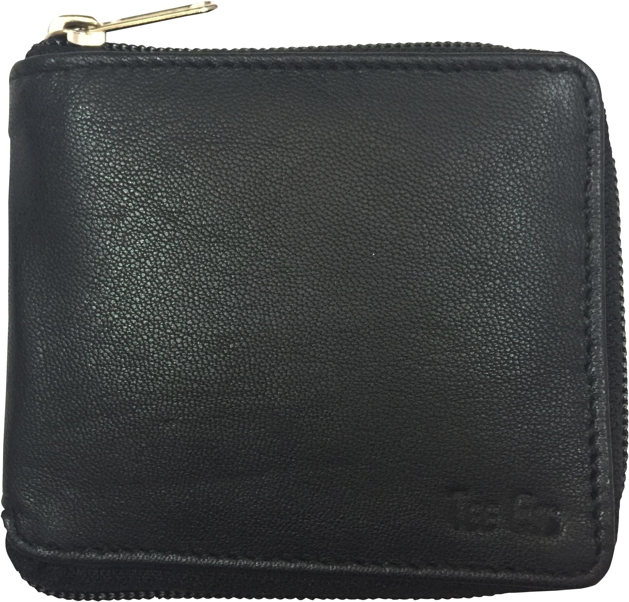 TEE ESS Genuine Leather Round Chain Wallet Black Men Wallet, Pure Leather Unisex Wallet