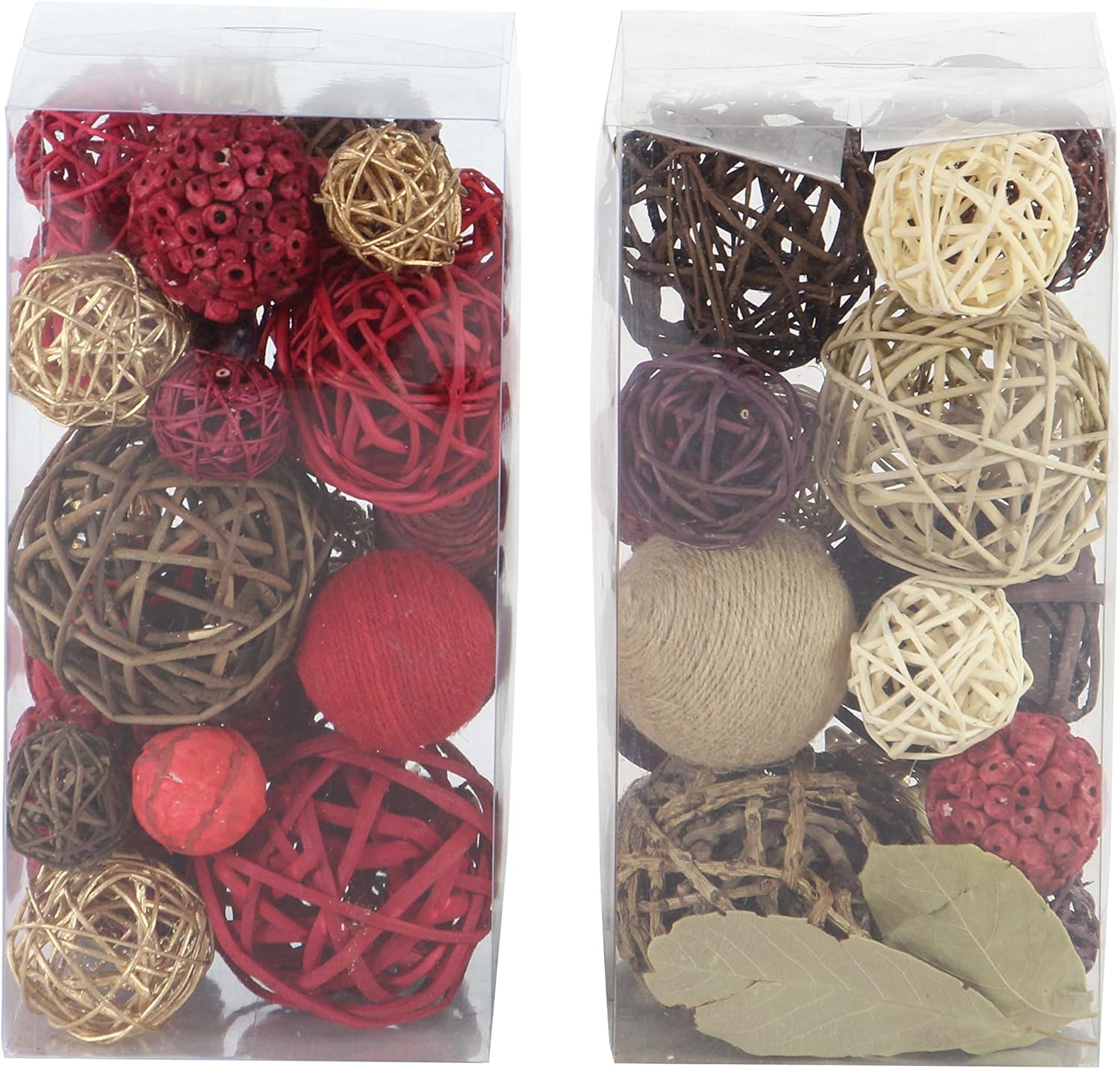 Deco 79 Dried Plant Handmade Orbs & Vase Filler with Varying Designs, Set of 2 6"W, 12"H, Multi Colored