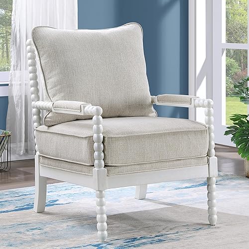 Miniatura 7 de Duhome - Juego de sillas decorativas de tela de lino con marco de madera, silla de bobina con cojín de resorte de alta resistencia y almohadillas