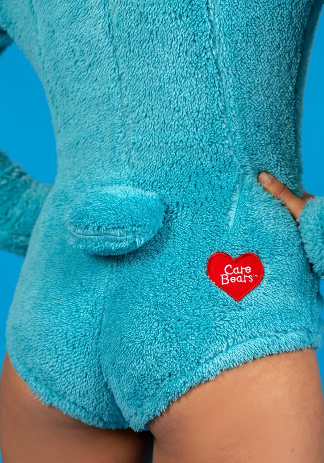 Fun Costumes Care Bears Wish Bear Romper Costume | Soft Sherpa Fleece Romper with Wish Bear Badge & Hood with Bear Ears XL