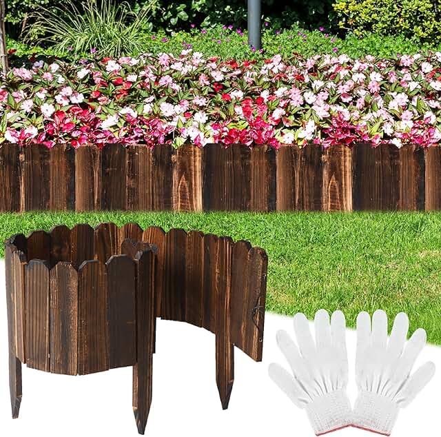 Bucherry 8 Pcs Rustic Wood Garden Edging Border 31.6 ft Total Antiseptic...