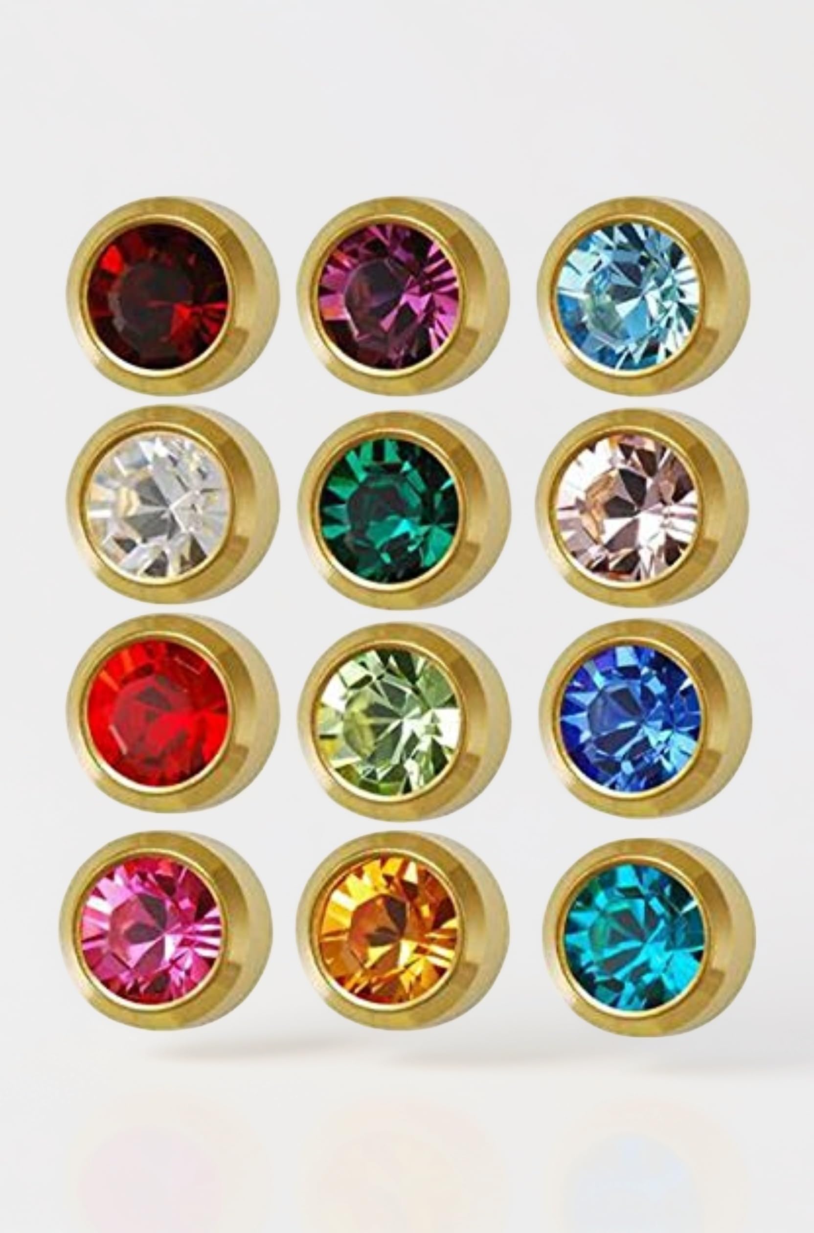 Caflon Surgical Steel 4mm Ear Piercing Studs, 12 Pair Mixed Colors For Women