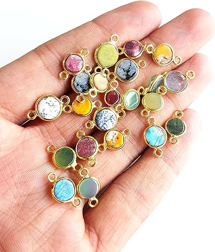 Miniatura 8 de Conectores de piedras preciosas naturales para la fabricación de joyas, encantos de piedras preciosas para collares de joyas de bricolaje, pulseras,