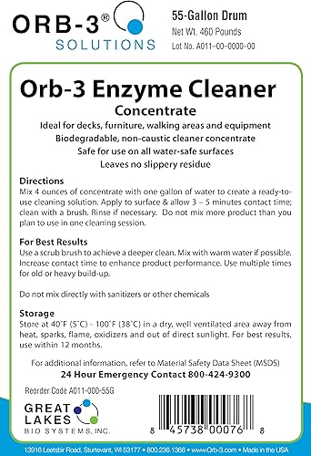 Miniatura 5 de Orb-3 A011-000-1Q - Limpiador enzimático concentrado para piscinas, 1 cuarto de galón