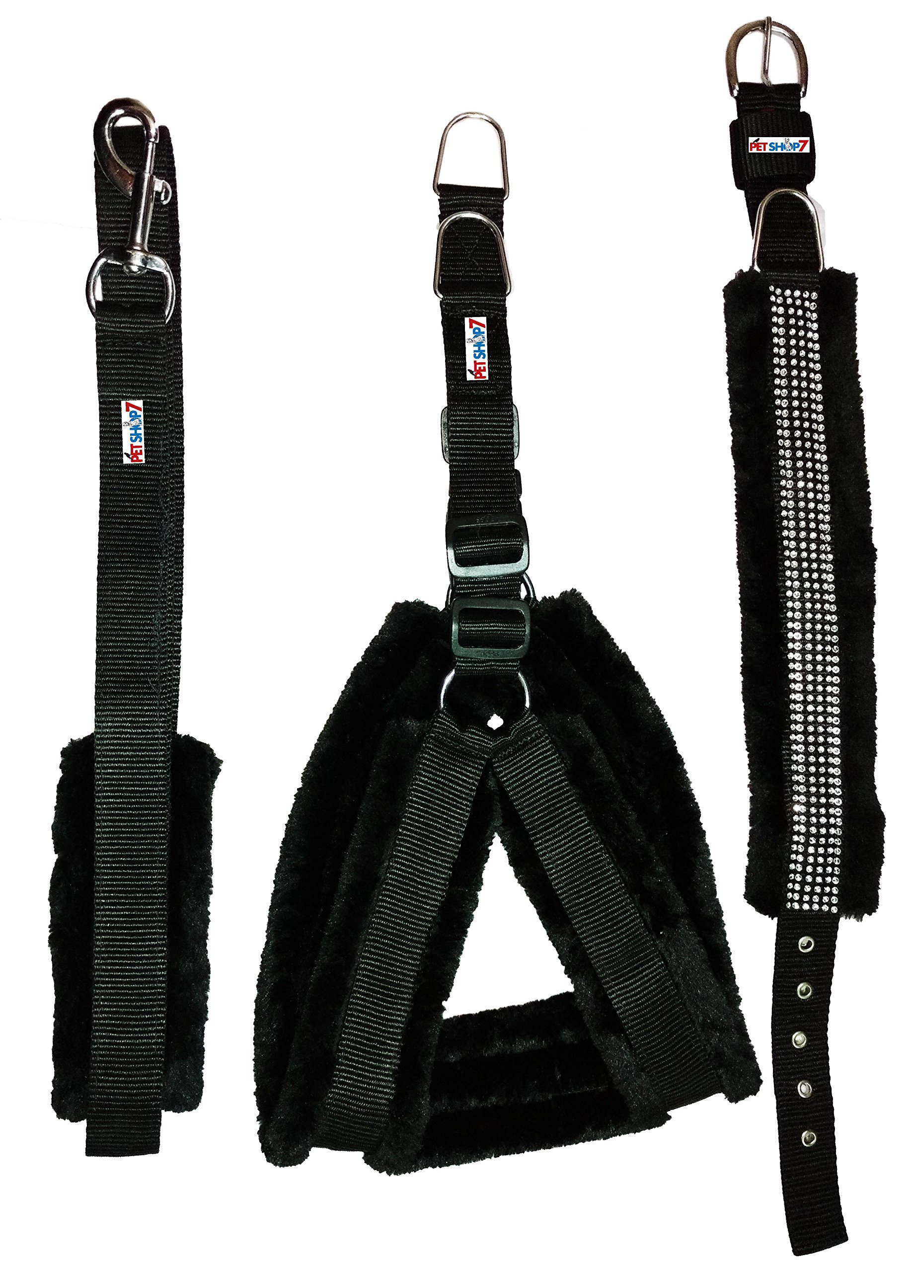 Petshop7 Nylon Black Fur 0.75 Inch Small Dog Harness, Collar & Leash (Chest : 23-28 inch) (B01AFUU8PG) Amazon Price History, Amazon Price Tracker