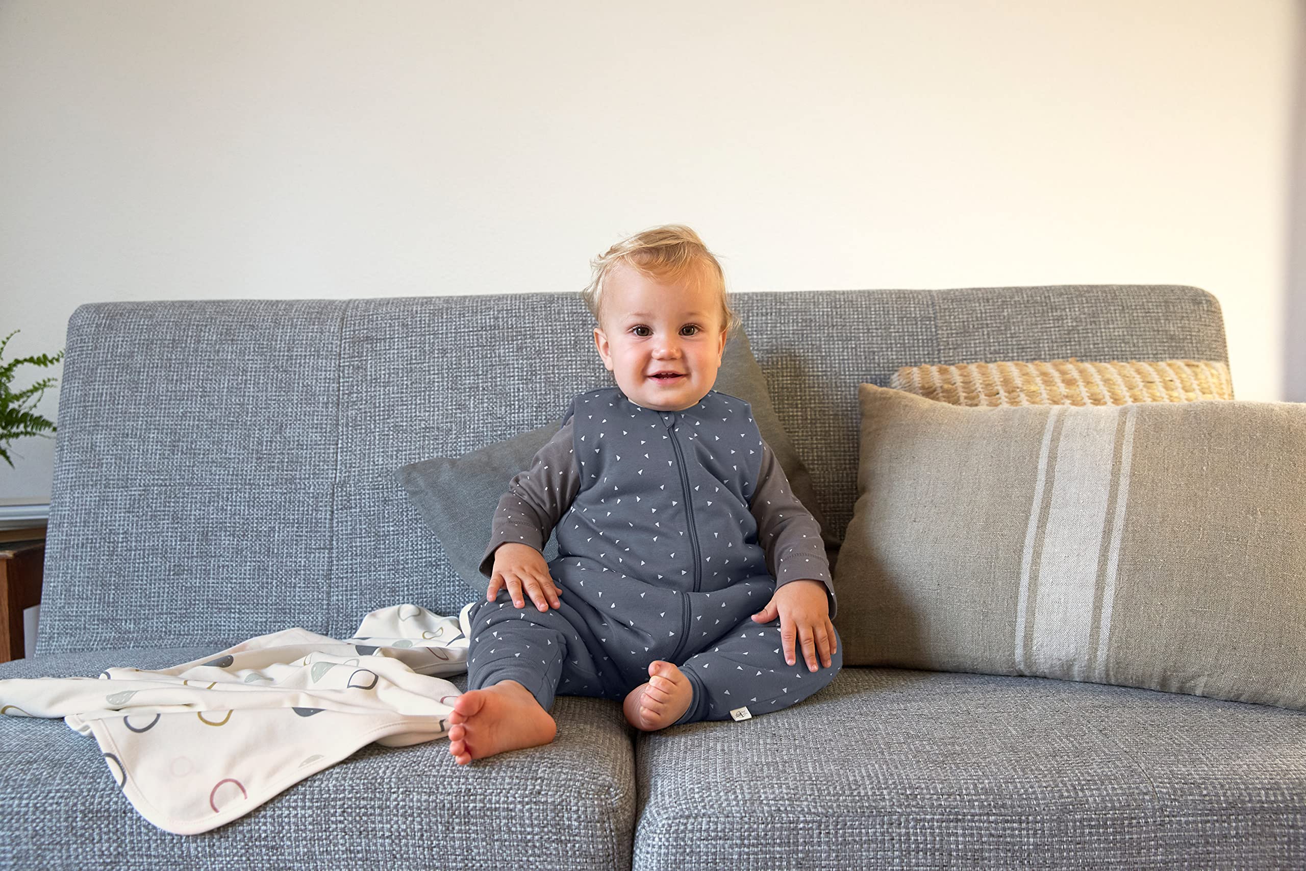 LÄSSIG baby cuddle blanket certificato GOTS morbido/Interlock Baby Blanket 80 x 80 cm Circles offwhite