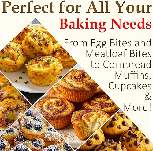 Miniatura 6 de Molde de silicona para magdalenas para hornear, molde antiadherente para magdalenas de 12 tazas con marco reforzado de metal, molde para cupcakes de