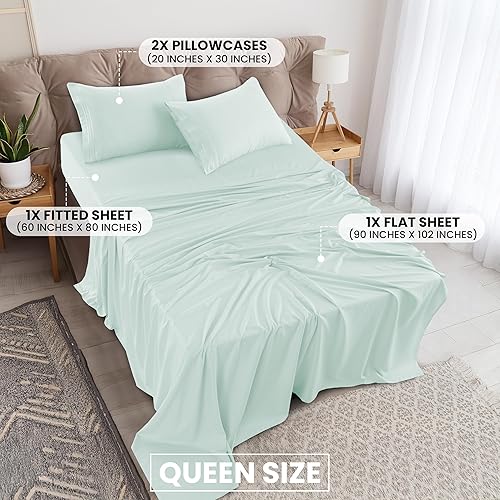 Miniatura 3 de Lux Decor - Juego de sábanas de microfibra cepillada de 6 piezas con bolsillos de 16 pulgadas de profundidad, fundas de almohada bordadas y lisas,