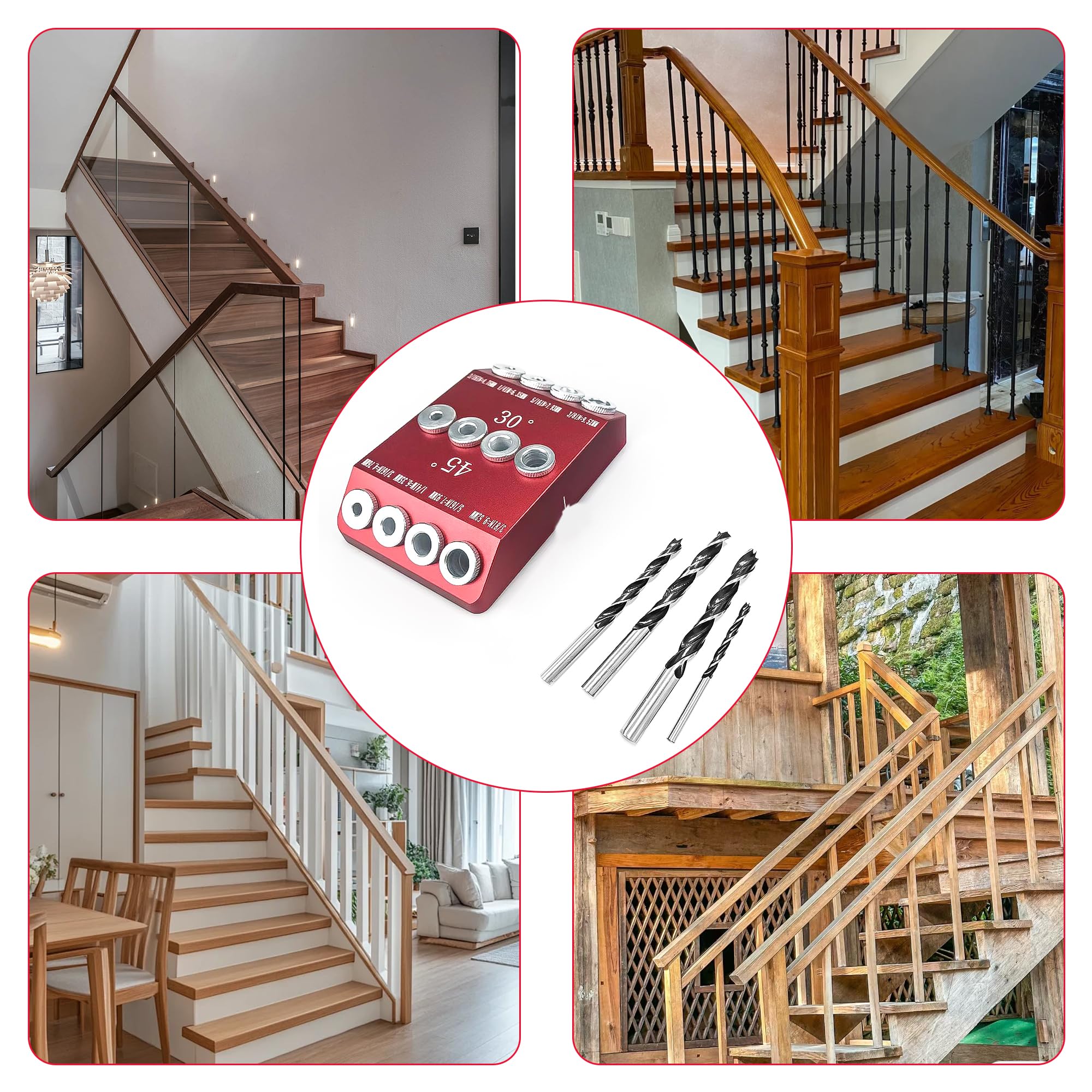 Guide de Percage Bois d'angle 30/45/90°: Guide des Tailles Gabarit de Perçage Réglables en angle pour Perpendiculaire du Bois et du Métal– Idéal pour les menuisiers, bricoleurs et ébénistes.