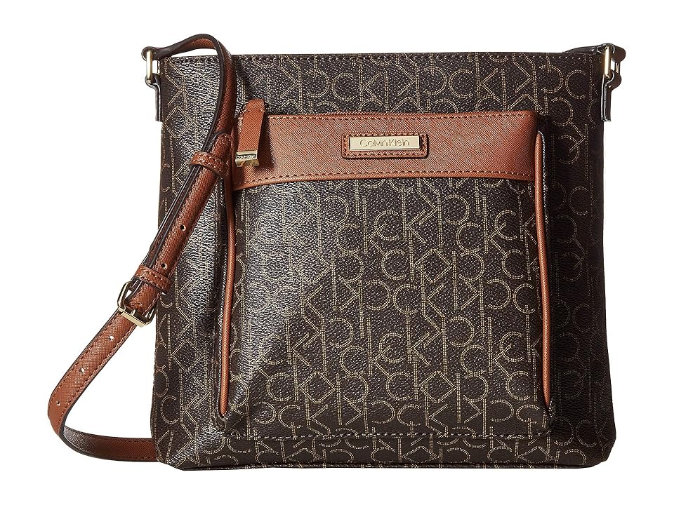

Calvin Klein Signature Key Item Top Zip Crossbody (Brown/Luggage) Cross Body Handbags