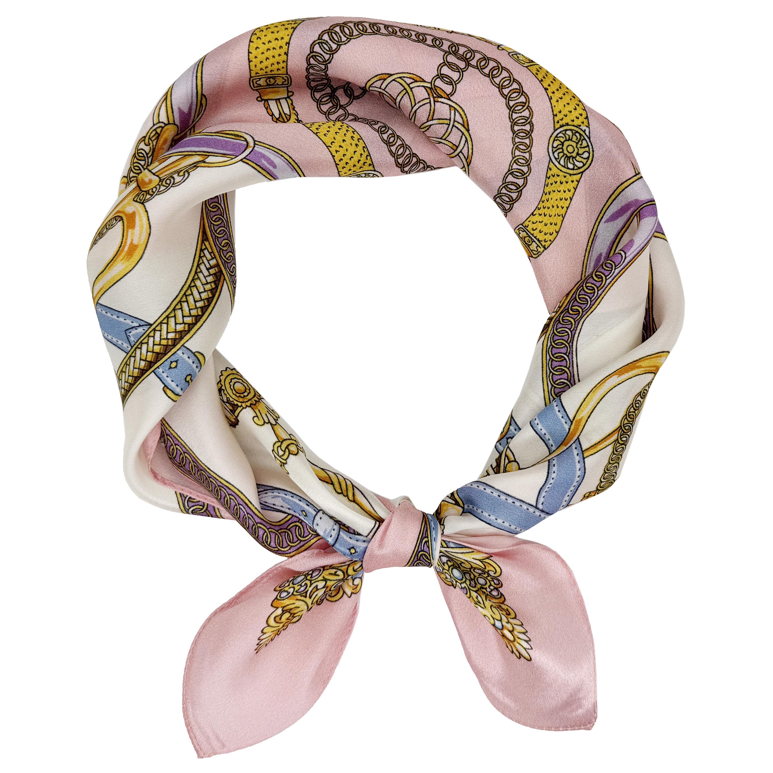 Lsharon Silk Unisex Pink 100% Mulberry Silk Scarf Lightweight Neck Scarf - 53X53cm - Digital Printed Small Square Wraps Pure Silk Scarves Natural Silk Neckerchief Headscarf Gift For Women Men (Pink)