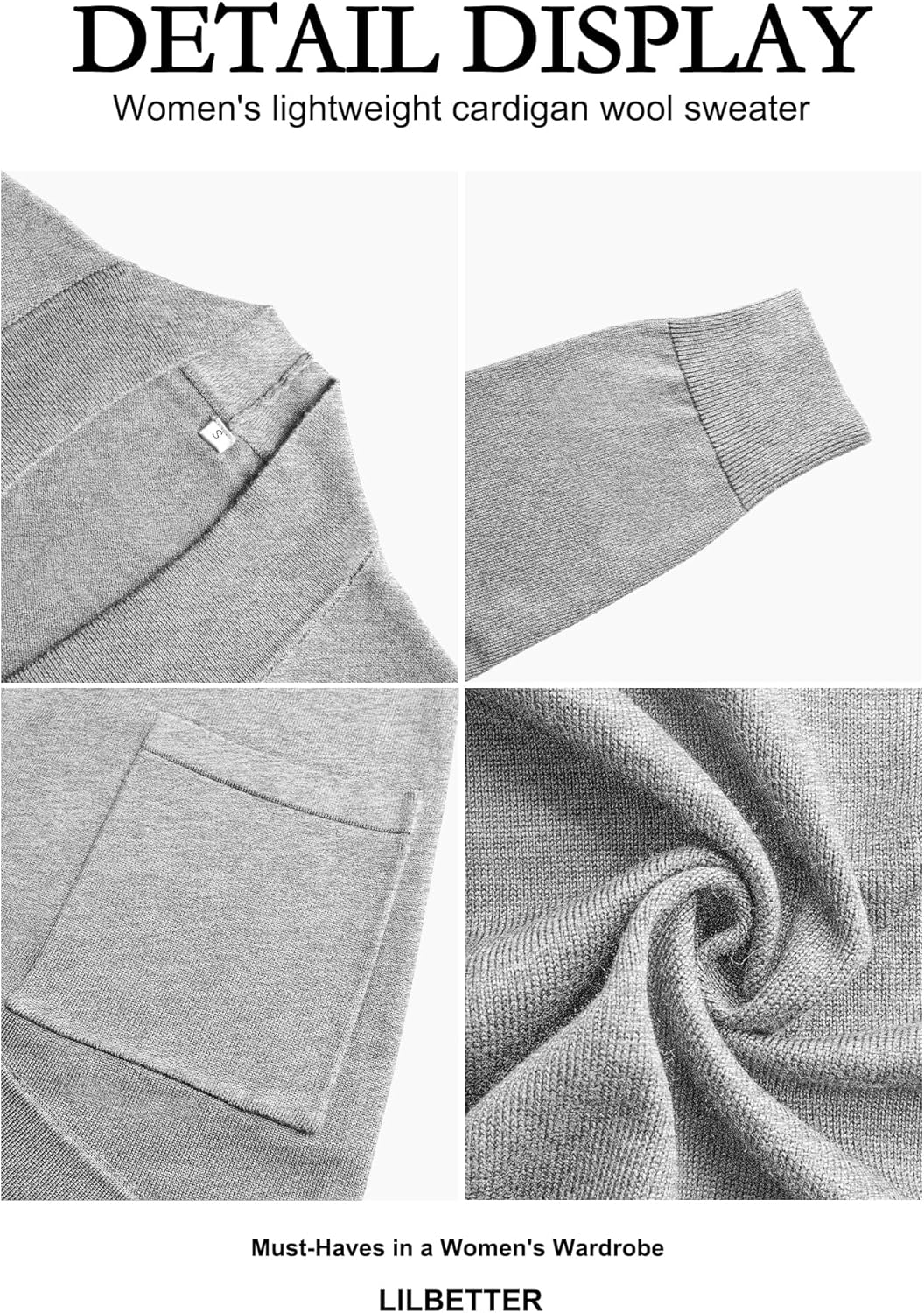 LILBETTER Womens' Long Sleeve Knit Sweater Cardigans Curved Hem Open Front with Pockets - Image 6