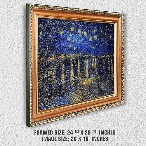 Miniatura 933 de A&T ARTWORK The Starry Night de Vincent Van Gogh. Tamaño del marco: 36 x 30 pulgadas, tamaño de la imagen: 30 x 24 pulgadas, reproducciones clásicas