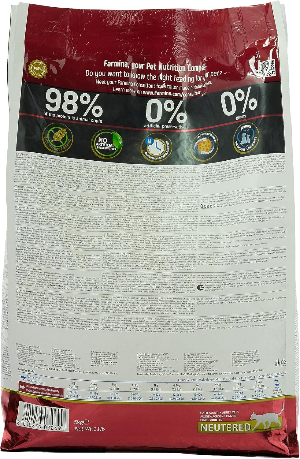 Farmina N&D GF Chicken and Pomegranate Neutured Cat - 11 LB Bag