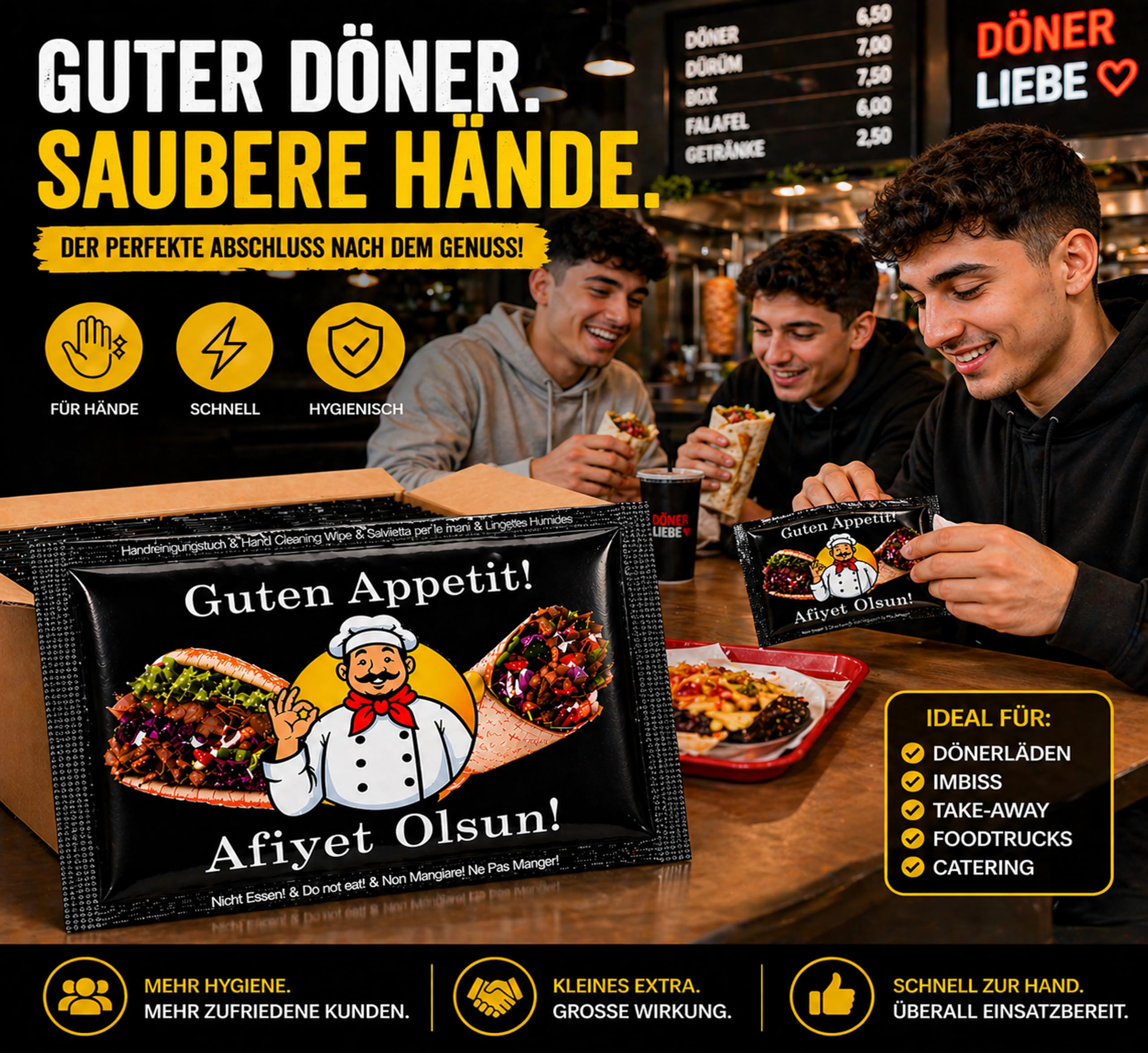500 Stk Erfrischungstücher | Gastro Feuchttücher | Afiyet Olsun