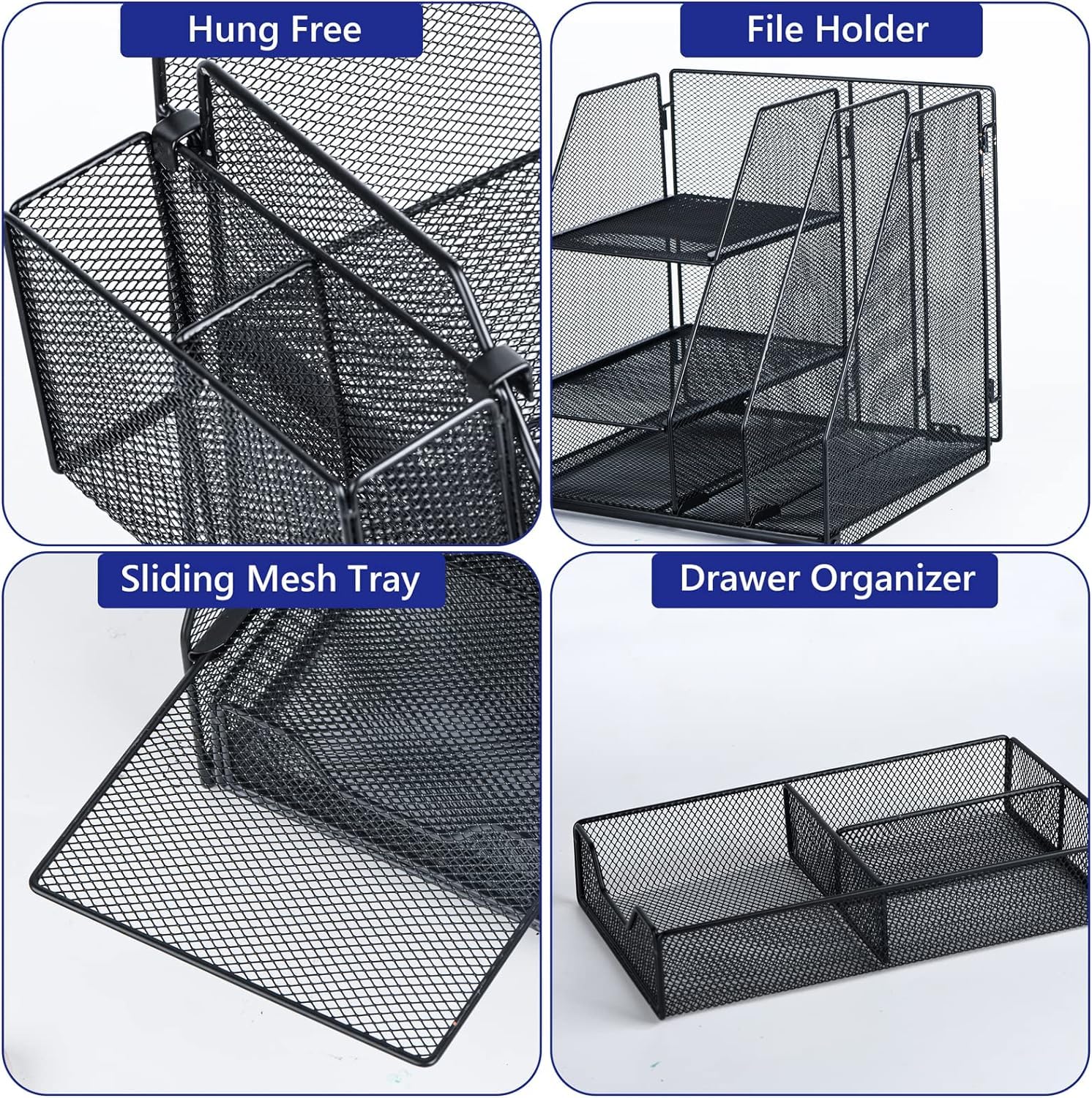 Metalowy organizer na biurko | Czarny Czerwony 10,24 * 11,02 cala na biurko: przechowywanie w biurze(Black)