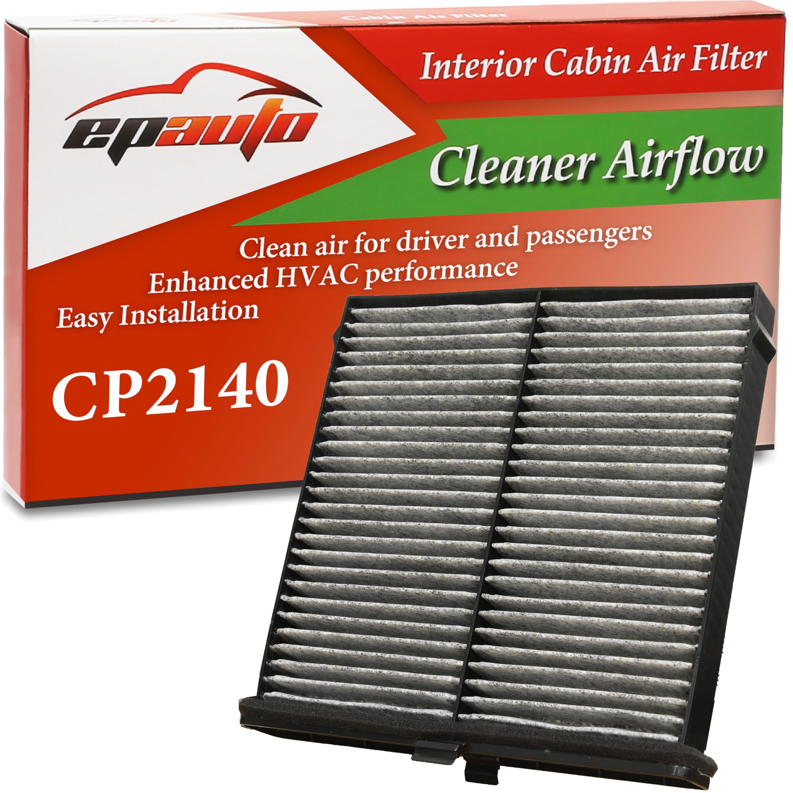 EPAuto CP2140 (CF12140) Cabin Air Filter with Activated Carbon, Compatible with Toyota Yaris, Yaris iA, Yaris R (2017–2021), Mazda 2 (2018-2025), CX-3 (2016–2024), Scion iA (2016)