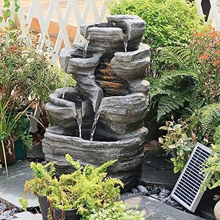 10 Rock Garden Fountain Ideas for Natural Landscapes 96 6-Tier Solar Water Fountain Outdoor, 24.4