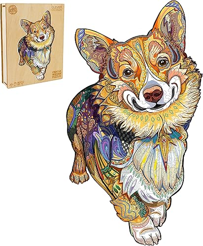 Miniatura 7 de Rompecabezas de madera para adultos, rompecabezas de perro de madera, formas únicas de rompecabezas de animales y caja de rompecabezas de madera,