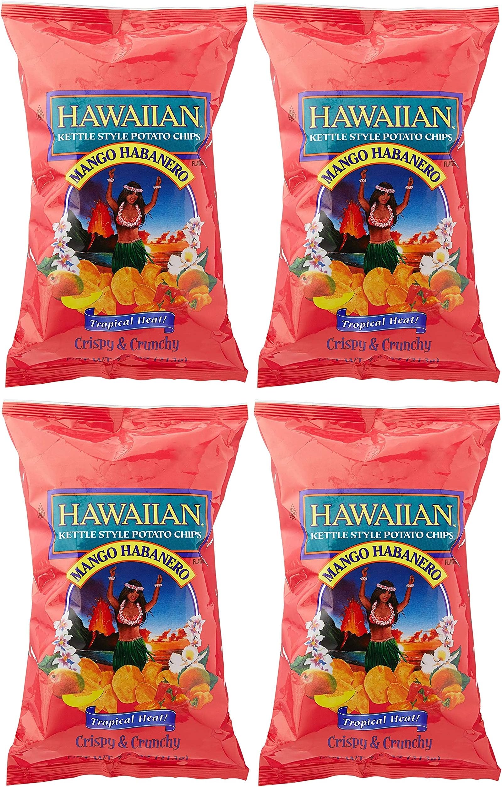 Habanero Kettle Style Potato Chips 7.5 oz each (4 Items Per Order)