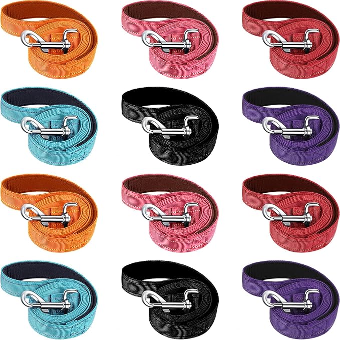 12 Pcs Double Sided Reflective Dog Leash with Soft Padded