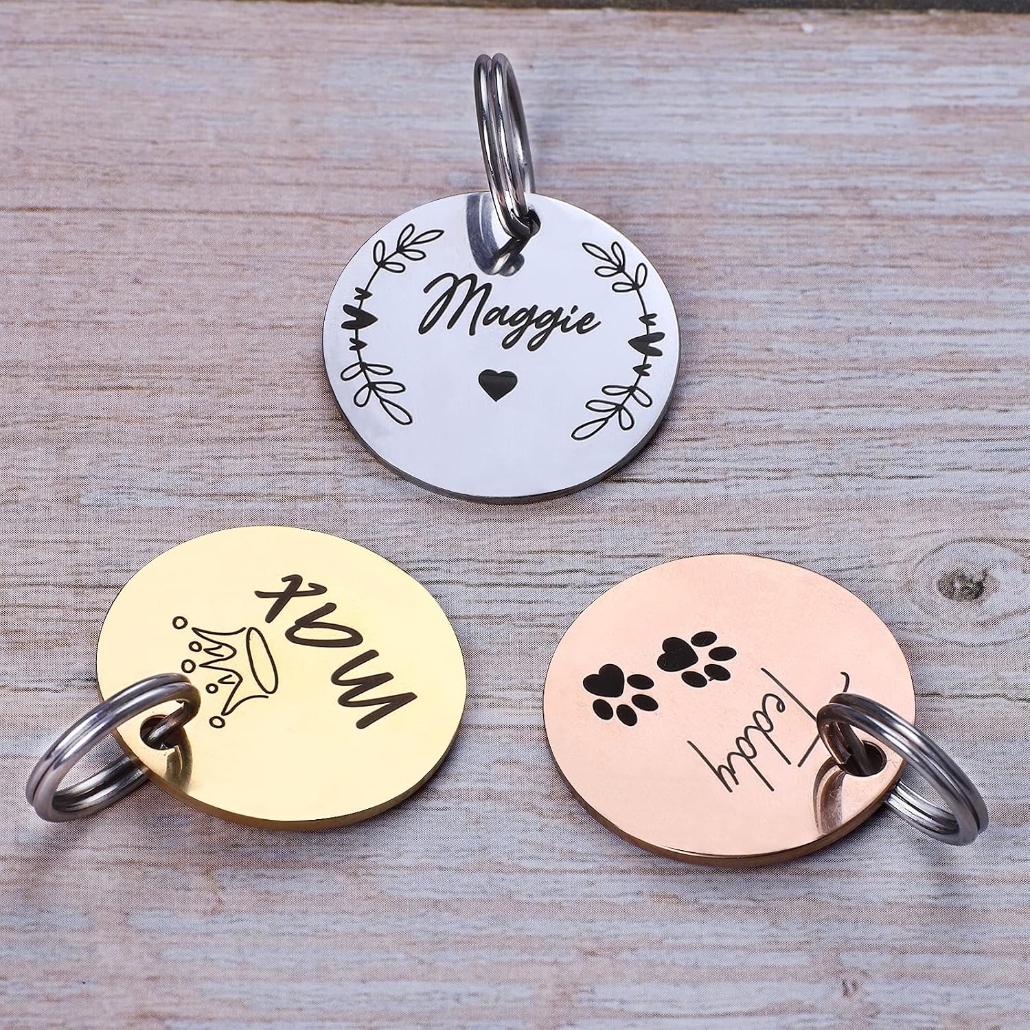 Dog Tags Personalized for Pets -Custom Dog Tag with Personalized Bone, Arrow, Heart, Paw Tie- Stainless Steel Dog Name Tags Engraved-…