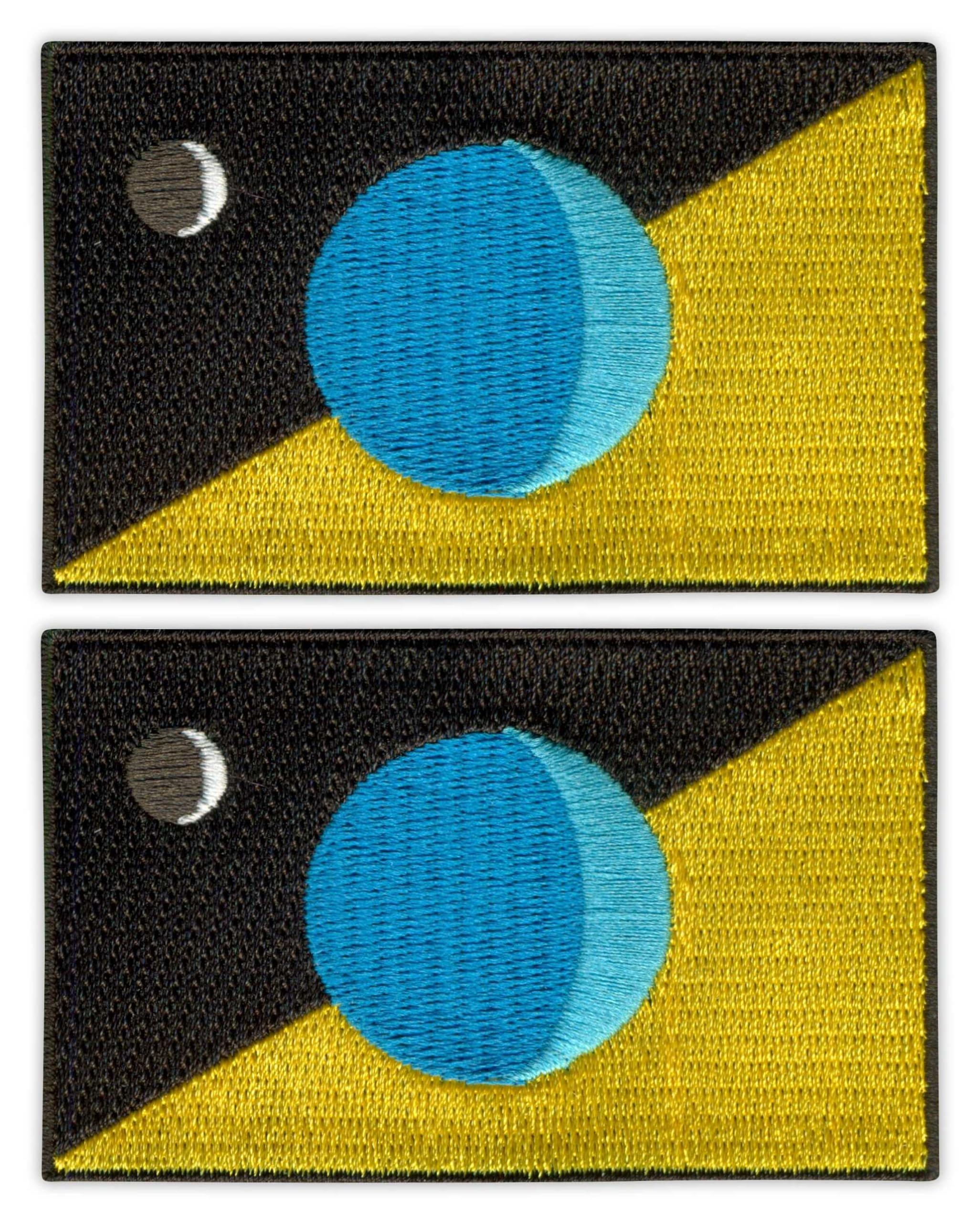 Set of Two - The Flag of The Earth by Philip Kanellopoulos - 2004 - Simple Border - Black VeIcro/Hook and Loop Backing - Embroidered Patch/Badge/Emblem