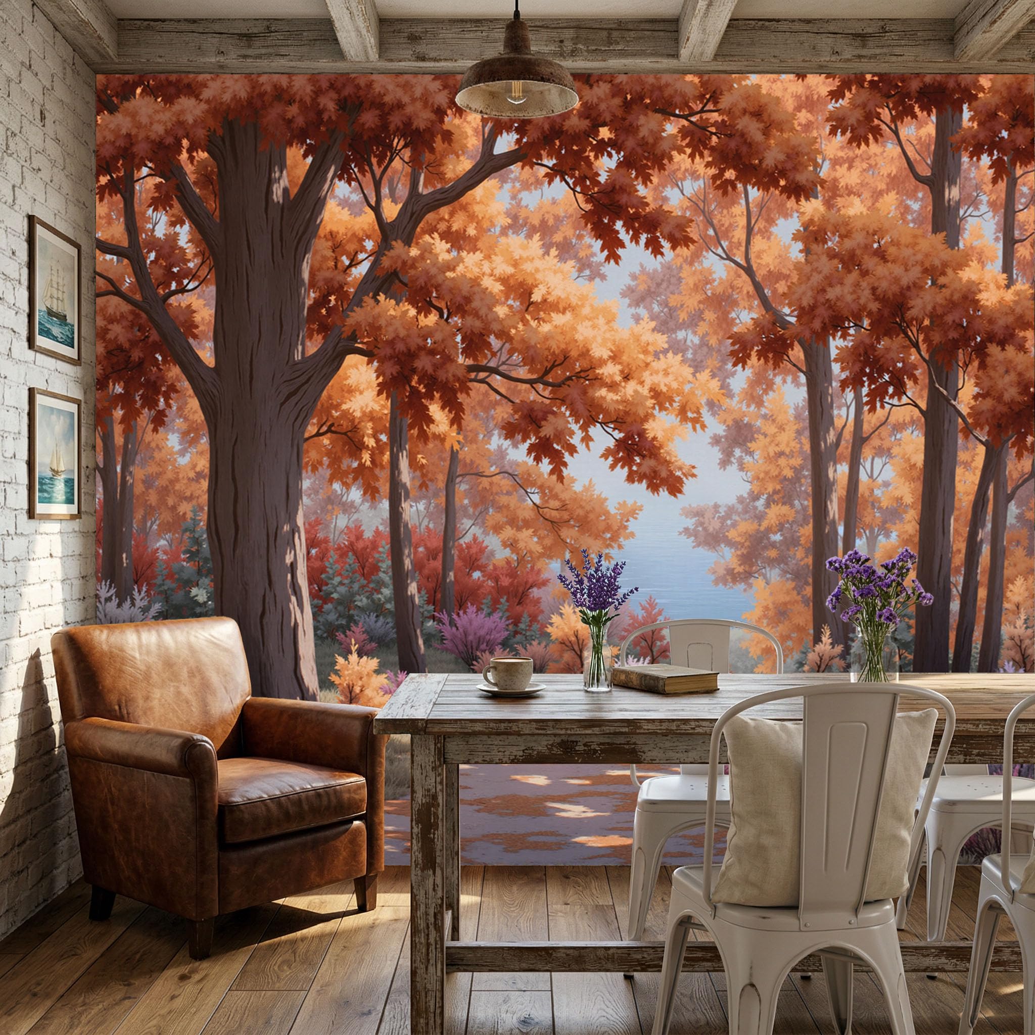 Papier Peint Intissé Grand Format avec Lumière du Soleil de Forêt
