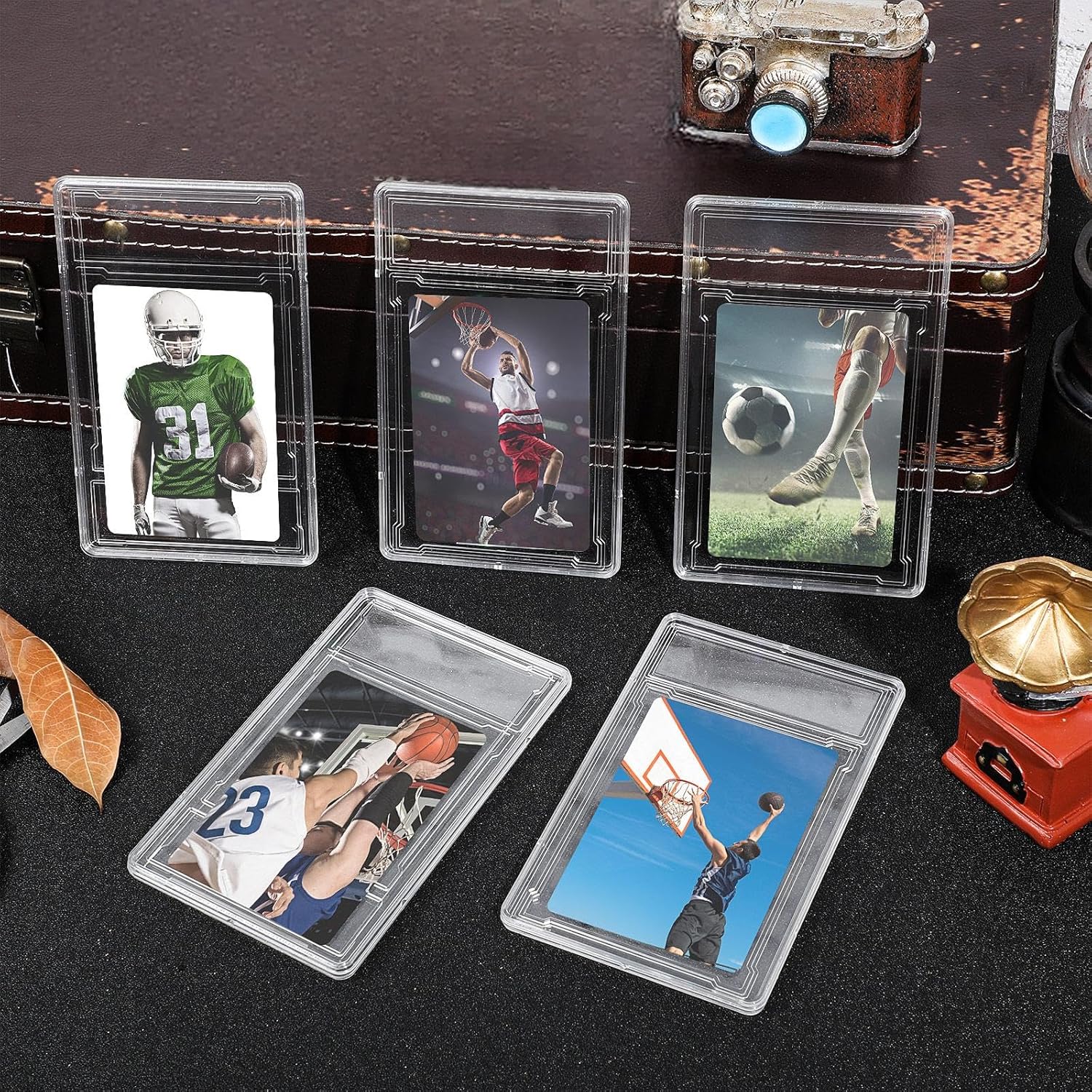 48 Pack Card Case Holder Graded Card Slab Acrylic Baseball Cards Protectors Hard Sleeves with Label Position for Grading Baseball Football Gaming Trading Display Sports Game Collector