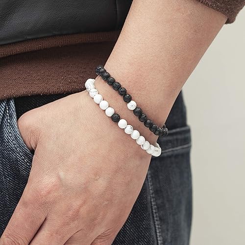 Miniatura 9 de Softones Pulsera de cuentas difusoras de aceite esencial de roca de lava de 0.236 in para mujeres y hombres, regalos de amistad para parejas,