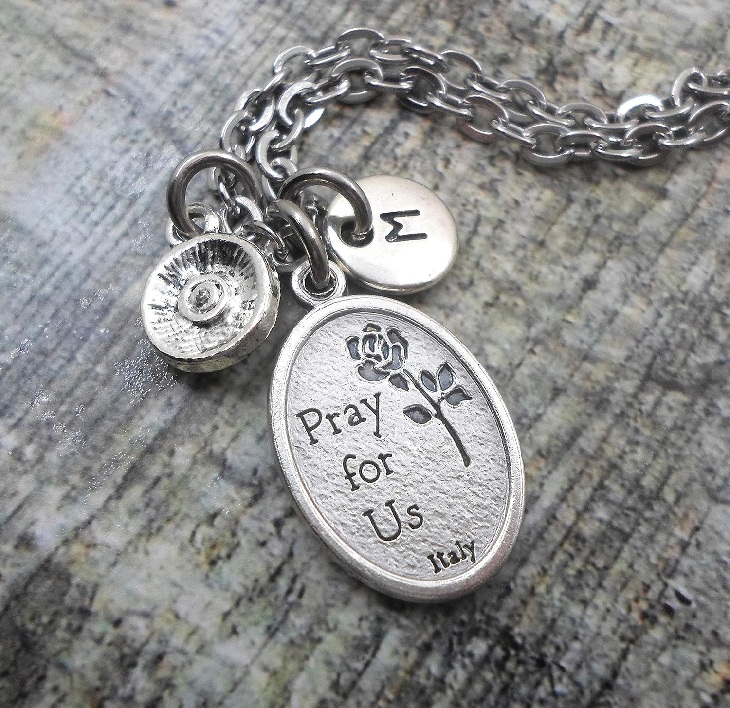 St. Pio Necklace, Keychain or Clip, Padre Pio, Patron Saint of Healing, Miracle Worker, Birthstone Crystal and Initial Charm - Image 2