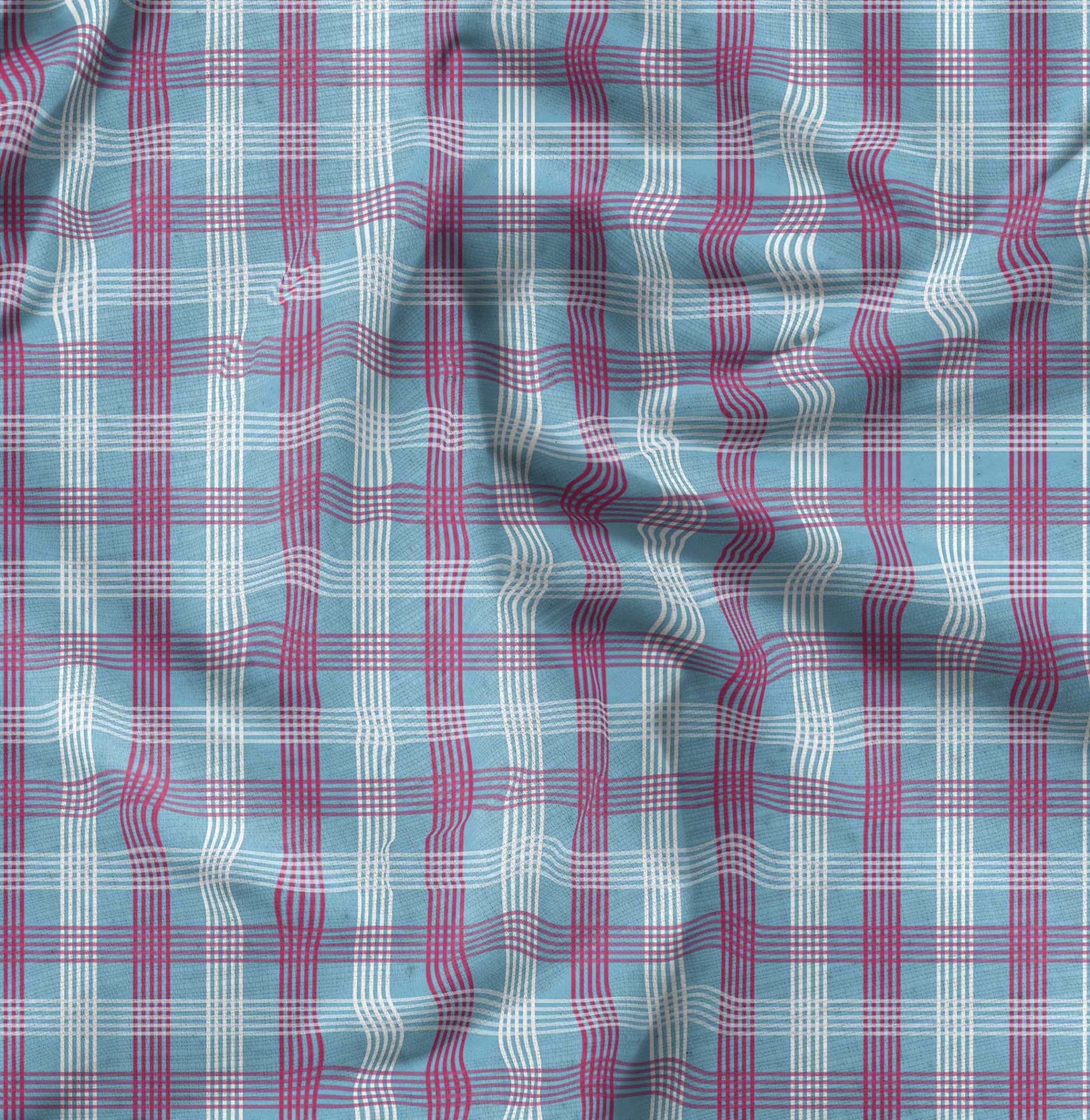 Soimoi Blau Poly Georgette Stoff – 1 Meter, 52 Zoll Breit, Digital Bedruckt, Für Hemden & Deko