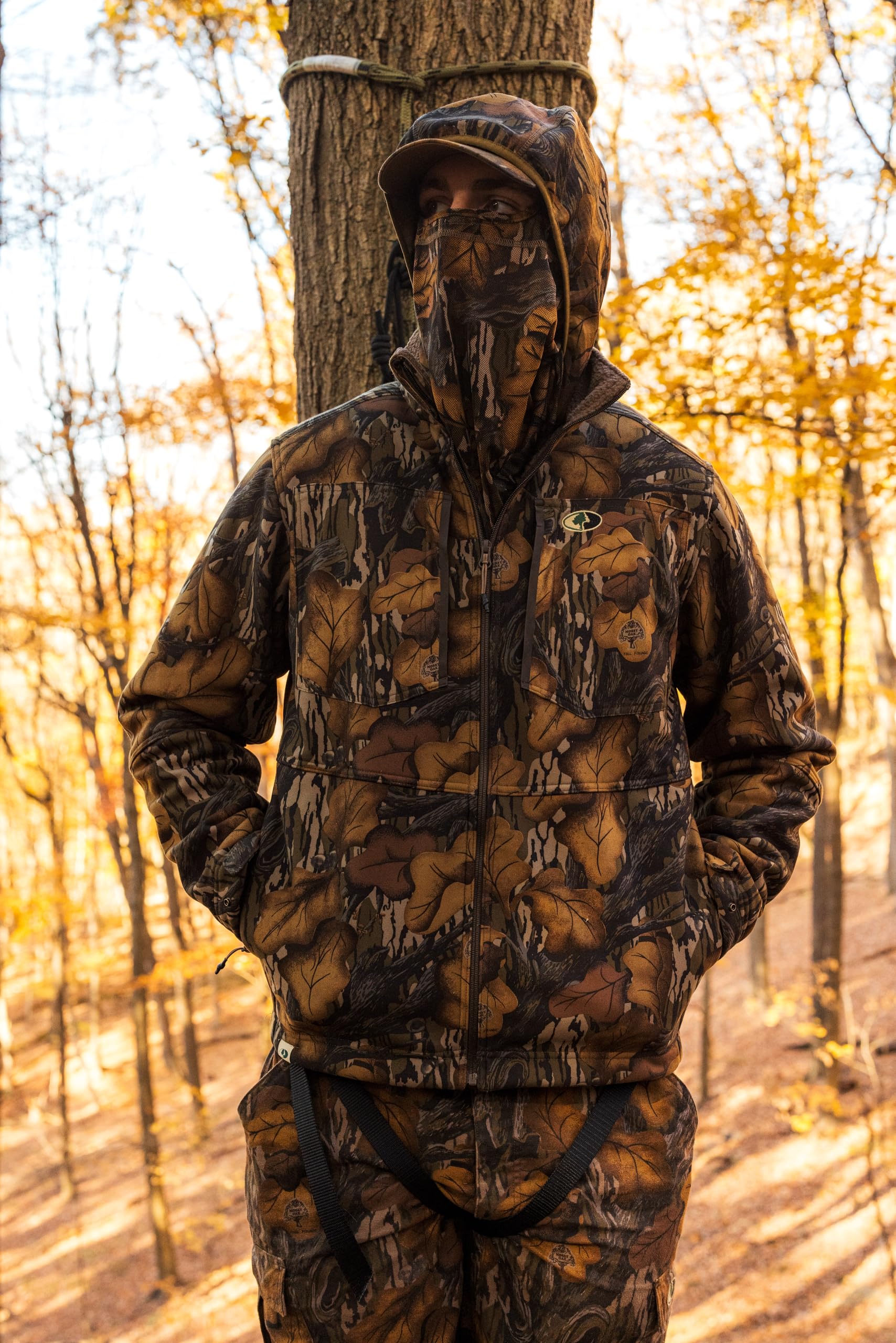 Mossy Oak Máscara de caça de malha camuflada padrão, DNA do país
