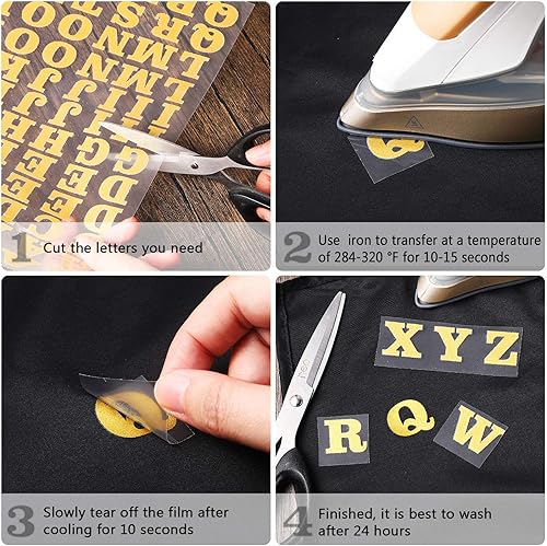 Miniatura 9 de 1408 letras y números para planchar de 0.75 pulgadas, letras de transferencia de calor, números, letras adhesivas, apliques de tela de vinilo para