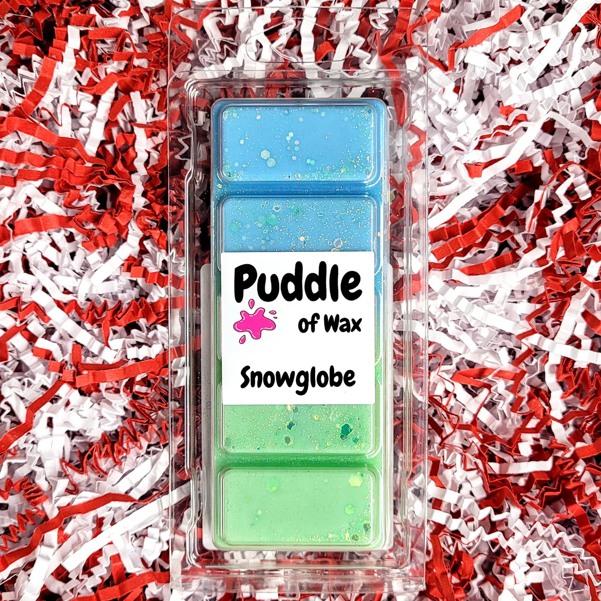 Puddle of Wax - Snowglobe Soy Wax Melt Snap Bar - 50g - Christmas Scent - Vegan Friendly - Made in the UK