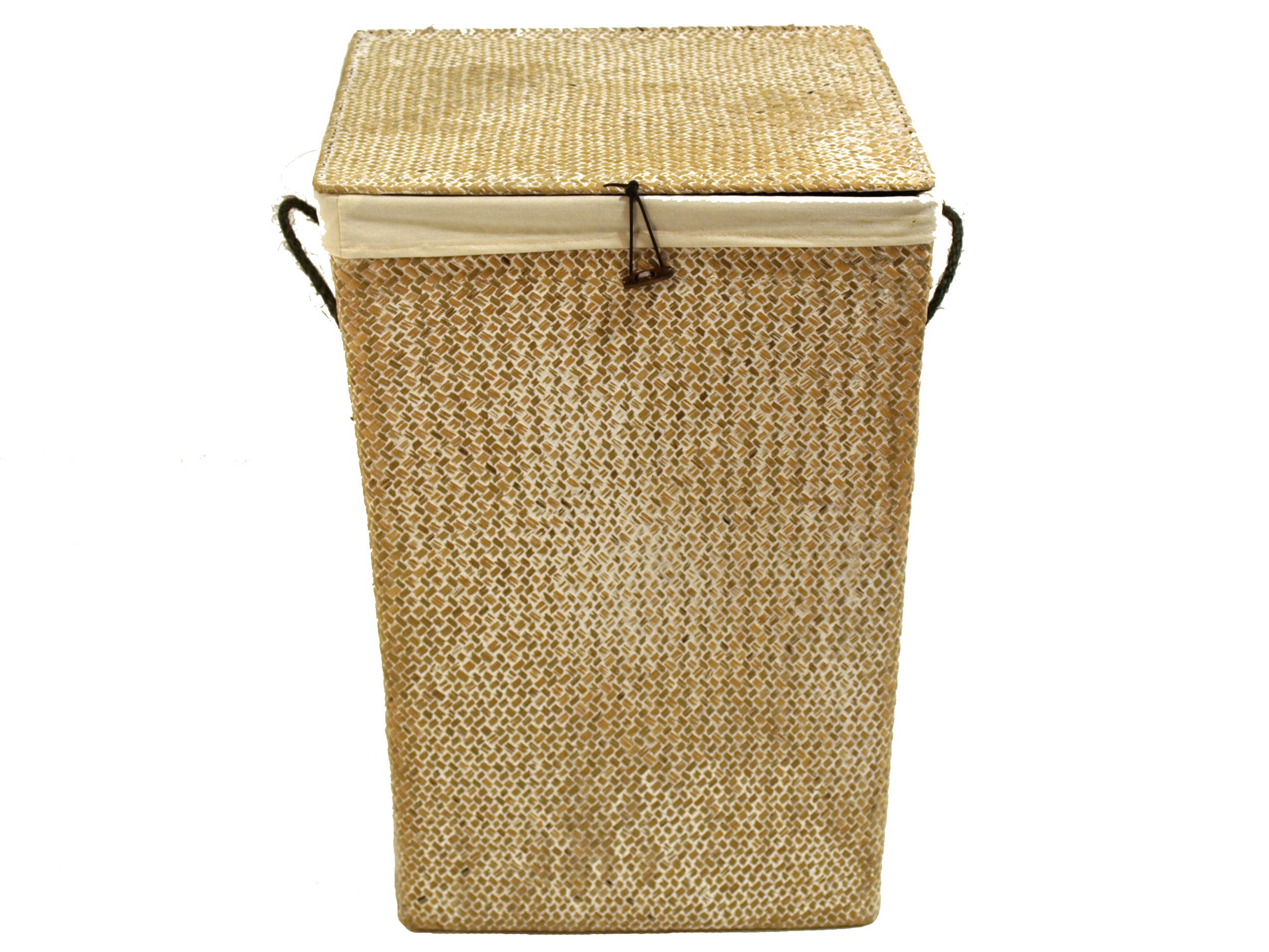 Franz Müller Flechtwaren 80420F10 Rectangular Laundry Basket Thickness 35 cm Height 50 cm Rattan-Look White Washed