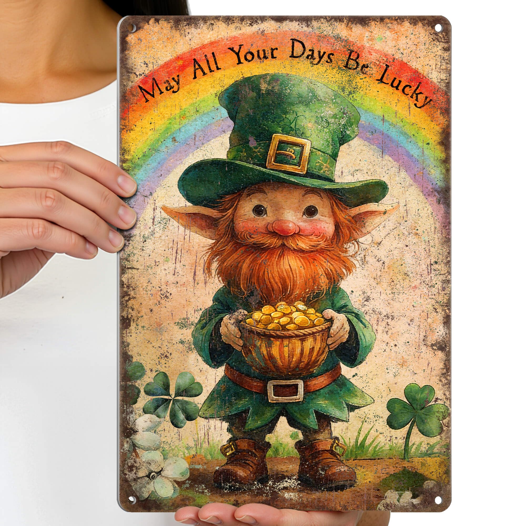 Agedsign Shamrock Decor Irish Blessing Sign - St Patricks Day Decorations Gifts for Women Spring Home Cafe Irish Pub Decor - St Patrick's Day Wall Art Tin Signs 12x8 Inch