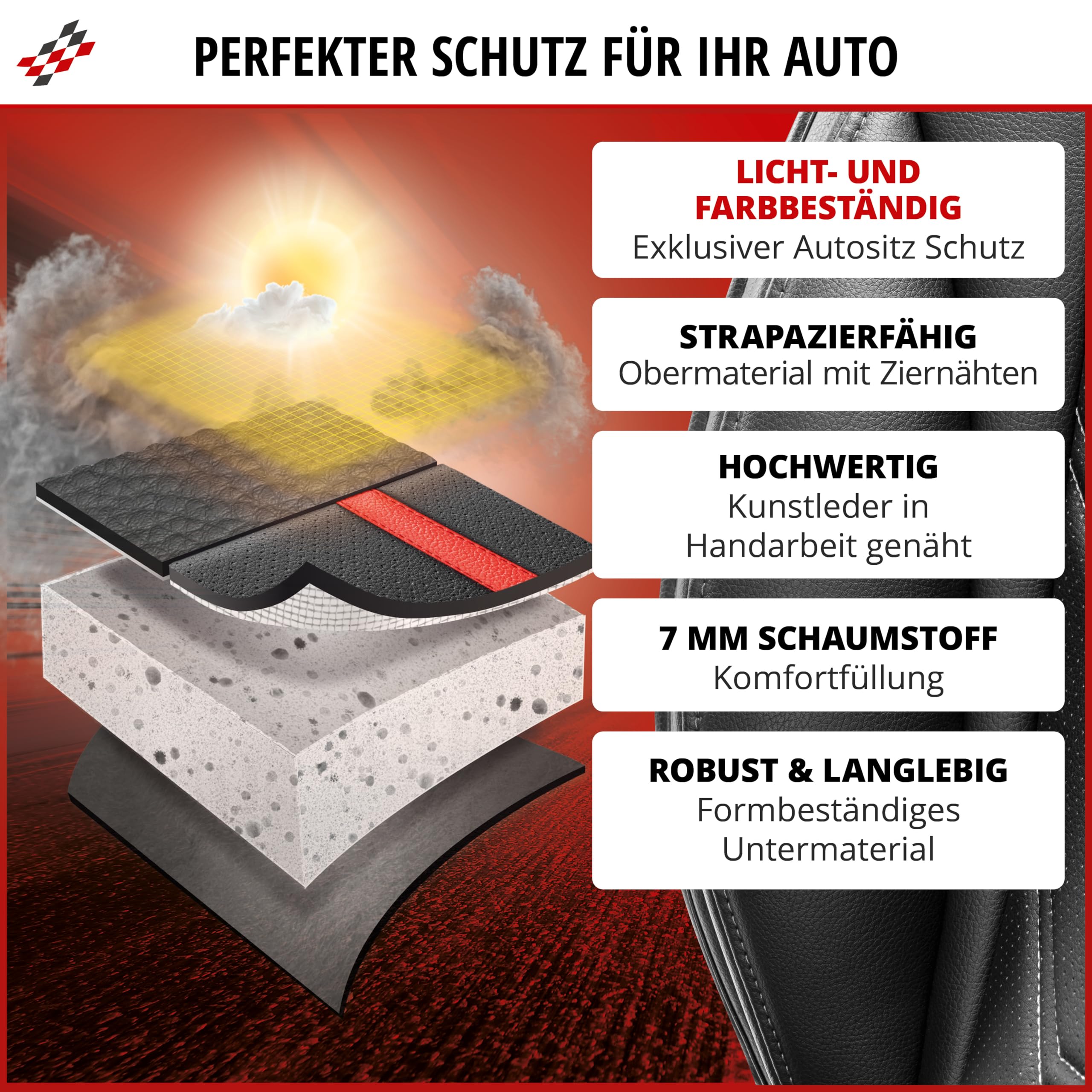 Walser Premium Sitzauflage Auto Kimi, Sitzschoner schwarz, Vergleichssieger* Auto Sitzauflagen, Sitzbezug Vordersitze, Schonbezug Autositz, Autositzauflage Vordersitze PKW/LKW