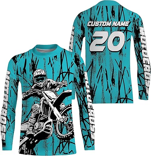 Camiseta de motocross personalizada UPF30+ para motocicleta para jóvenes y adultos, para niños, hombres, mujeres, todoterreno, XM117