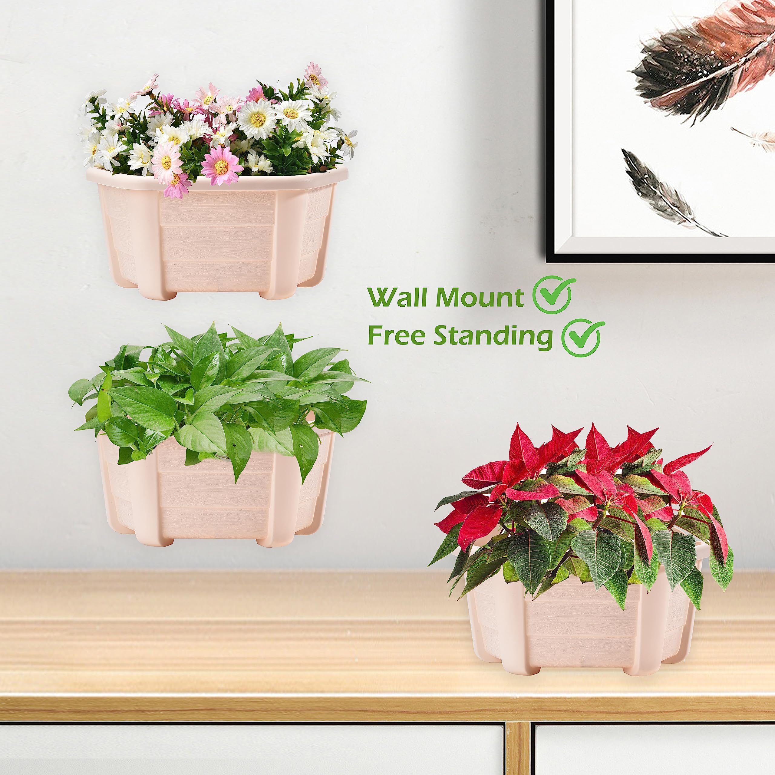 HPiano Vasi Da Fiori Appesi In Plastica Set Da 3 Appesi Assorbimento - Foto 6