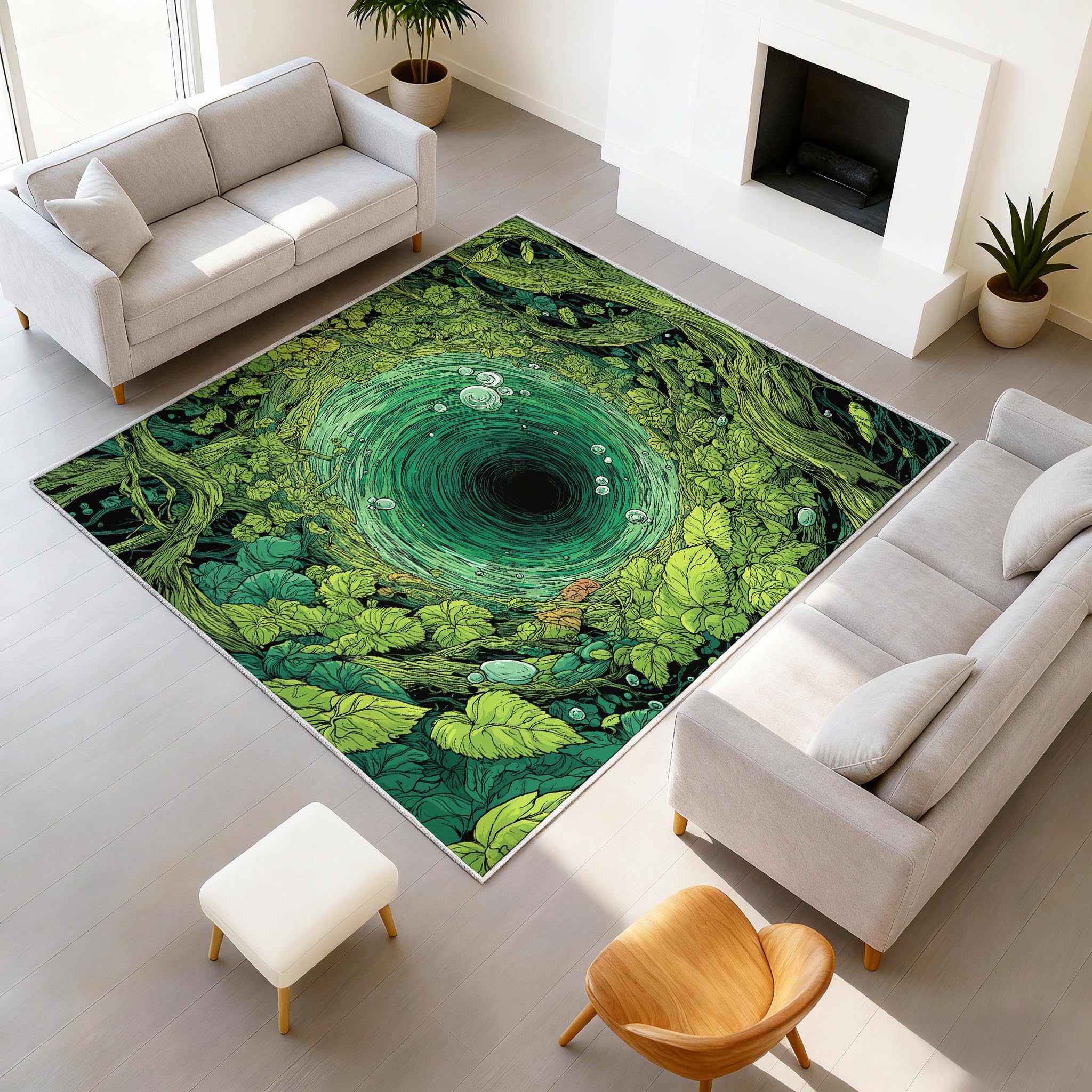 Générique 80 x 150cm Tapis Botanique Manga Gaming Imprimé Forêt Tourbillon/Tourbillon Tapiss & Tapis antidérapant Magique intégré pour Couloir Entrée Salon Chambre Bureau