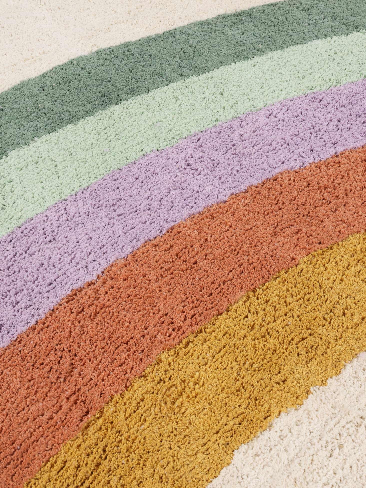 RugVista Rainbow Tappeto per bambini, Ø 100 cm, Off Bianco/Multi | Moderni, Bambini, Rotonda, Pelo medio, Lavabile in lavatrice, Oeko-Tex 100, Senza sostanze chimiche pericolose, Cameretta