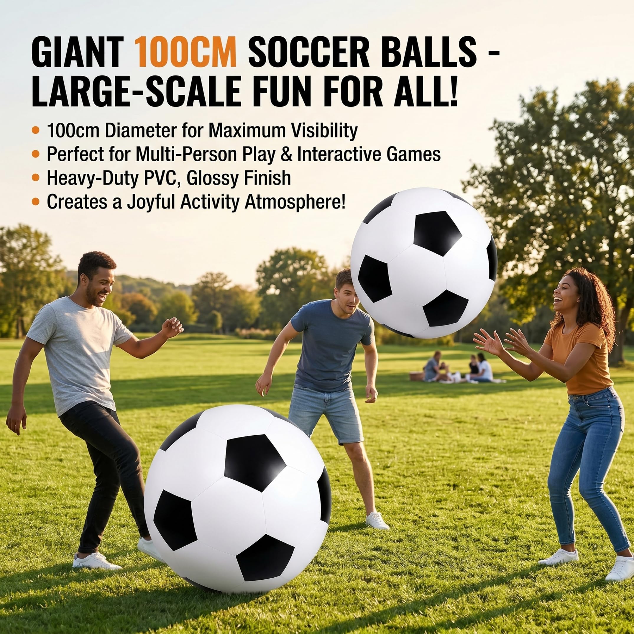 Balón de fútbol Inflable Gigante de 2 uds., balón de Playa de fútbol Inflable de PVC para diversión al Aire Libre, 39, 37 Pulgadas