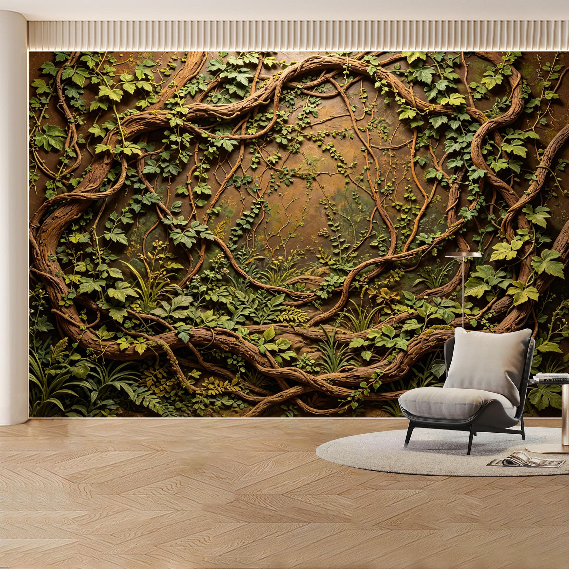 Custom Wall Mural Wallpaper Vines Forest Nature 3D Effect Wall Decor Large Wall Art Tropical Rustic Removable SelfAdhesive Large Photo for Living Room， Bedroom， Office