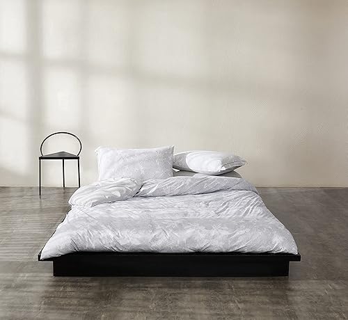 Calvin Klein Moderna funda de edredón de algodón con estampado floral, 1 pieza, tamaño King, algodón modal de 170 GSM (gris claro)